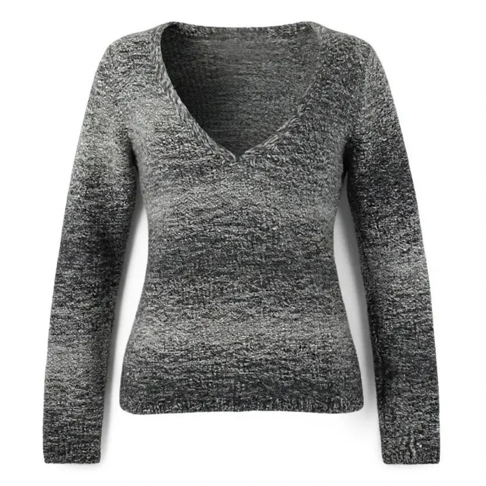 BANANA REPUBLIC Sweater Alpaca Wool V Neck Fitted Knit Women's Small Grandpacore